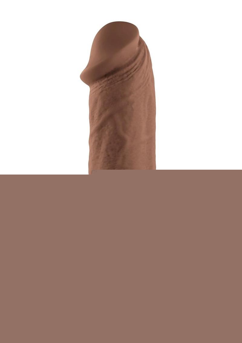Girthy Vibrating Rechargeable Silicone Dildo - Caramel - 7in