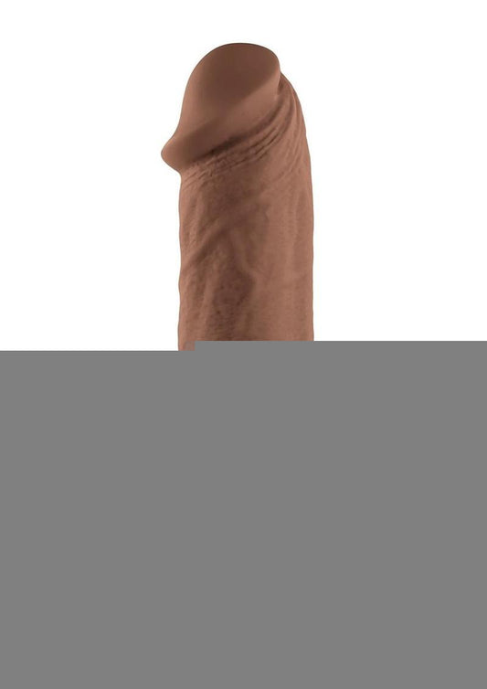 Girthy Vibrating Rechargeable Silicone Dildo - Caramel - 7in