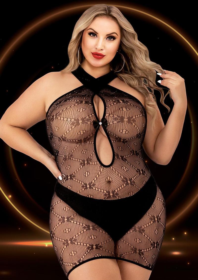 Halter Top Mini Dress - Black - Queen