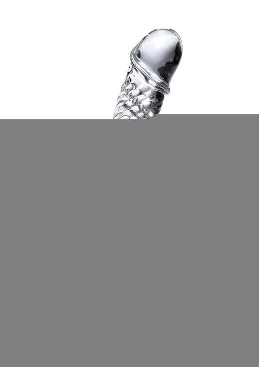 Icicles No. 61 Textured Glass G-Spot Dildo with Balls - Clear - 5in