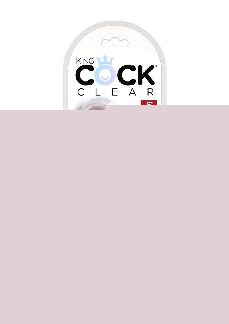 King Cock Clear Dildo with Balls - Clear/Pink - 6in