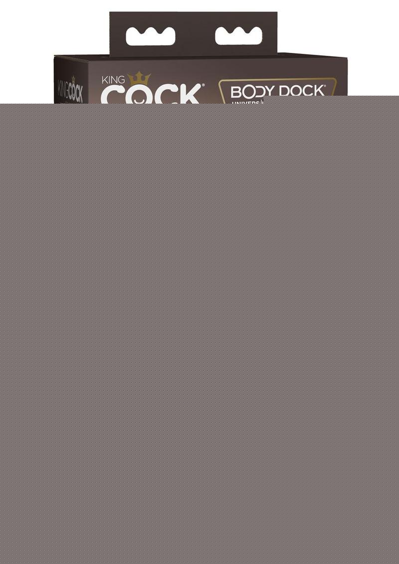 King Cock Elite Ultimate Vibrating Rechargeable Silicone Body Dock Kit with Vibrating Crown Jewels and Remote Control Dildo - Black/Vanilla - 8in