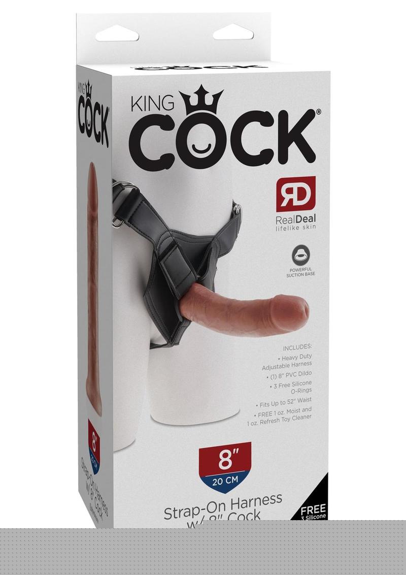 King Cock Strap-On Harness with Dildo - Caramel/Tan - 8in
