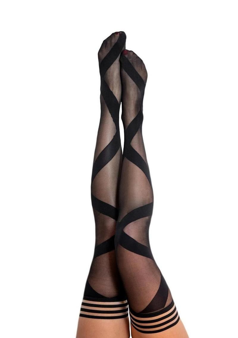 Kixies Jackie Ballet Style Thigh Highs - Size A - Black - Small