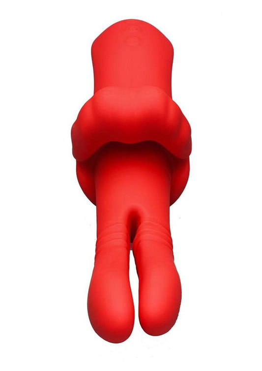 Lickgasm Double Licker Thrusting Rechargeable Silicone Vibrator - Red