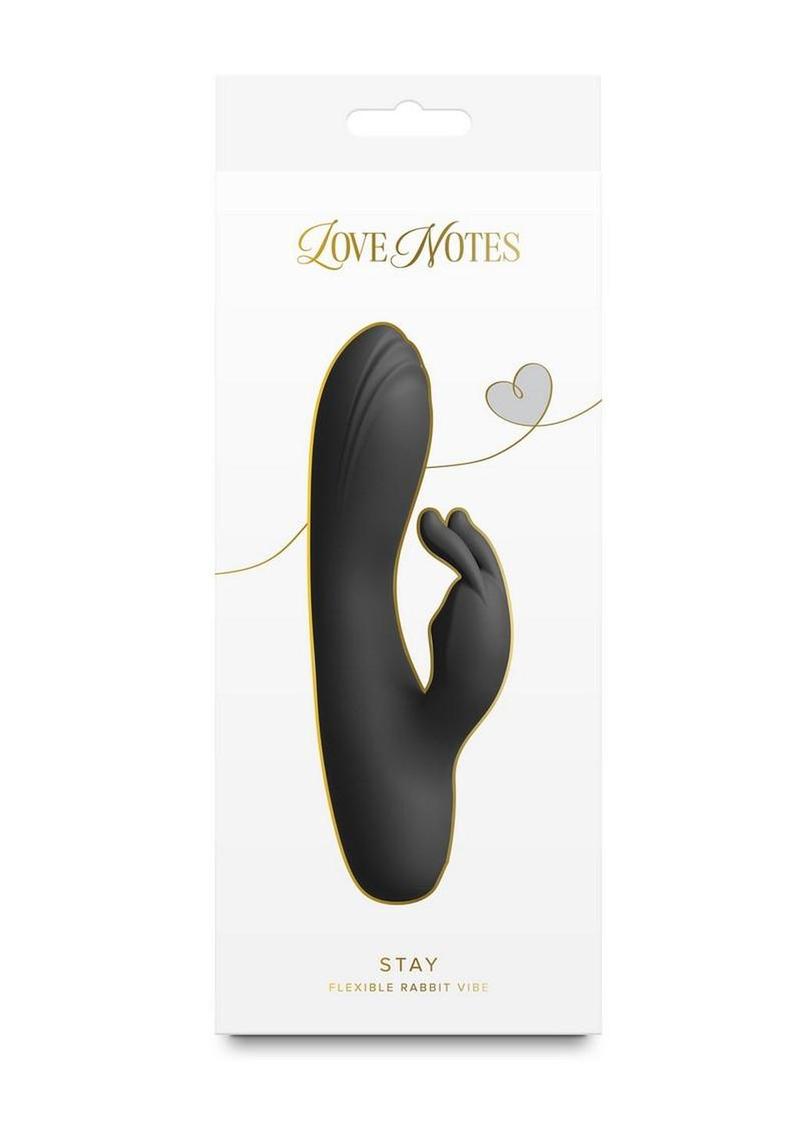 Love Notes Stay Rechargeable Silicone Petite Rabbit Vibrator - Black