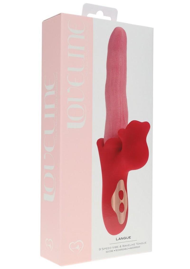 Loveline Langue Wavelike Vibrating Tongue Rechargeable Silicone Stimulator - Pink/Red