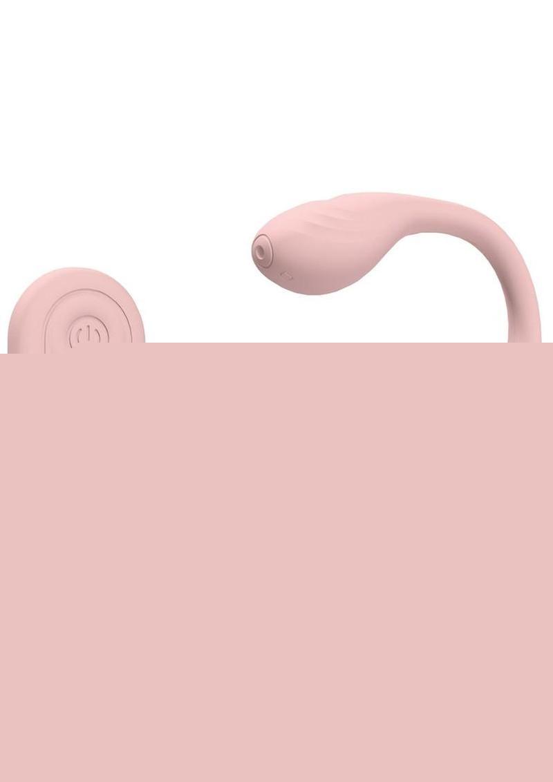 Loveline Wave C-Shape Vibe 10 Function Silicone Rechargeable Vibrator with Remote - Pink