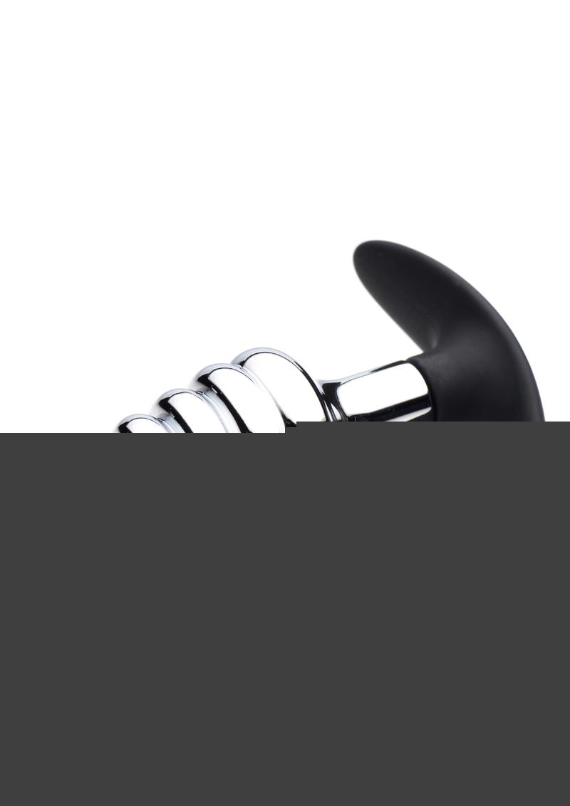Master Series Dark Hive Metal and Silicone Anal Plug - Metal/Silver
