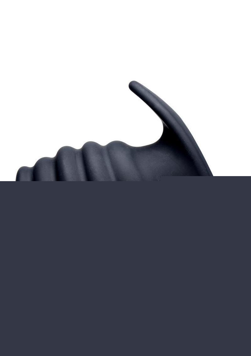 Master Series Silicone Ribbed Hollow Anal Plug - Black - Medium