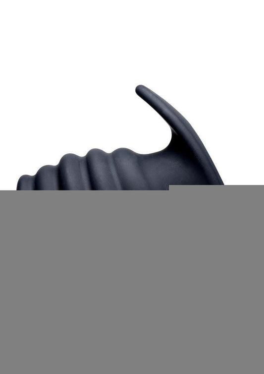 Master Series Silicone Ribbed Hollow Anal Plug - Black - Medium