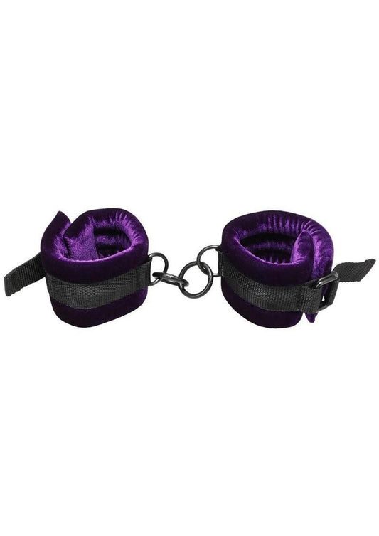 Merci Velvet Ankle Cuffs - Black/Purple