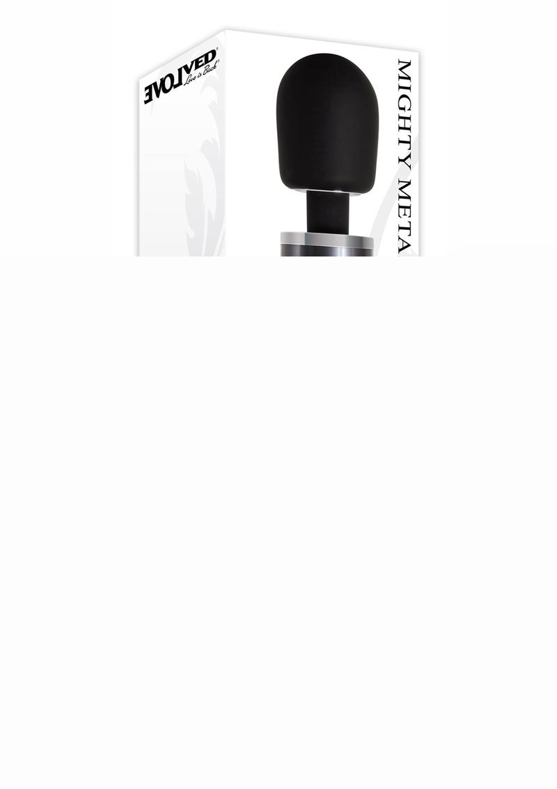 Mighty Metallic Wand Rechargeable Silicone Body Massager - Black/Metal