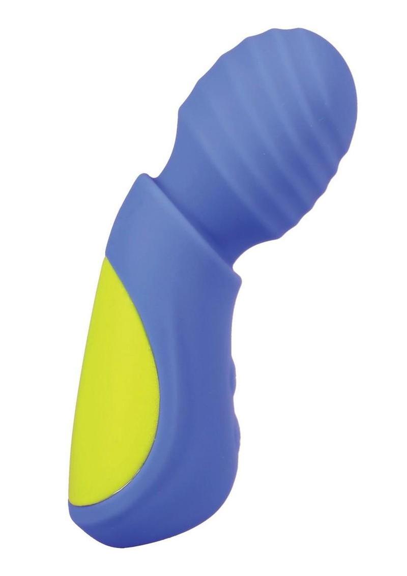 Mood Play Rechargeable Silicone Mini Power Wand - Blue/Yellow