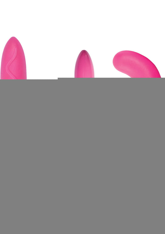 Naughty Explorer Silicone Vibrator Kit with Sleeves - Pink