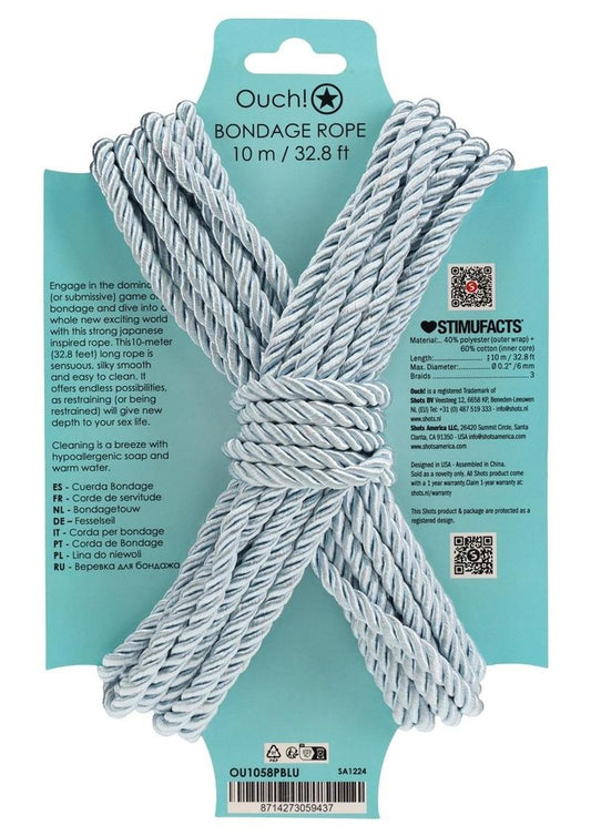 Ouch! Bondage Rope 10 Meter Nylon - Blue/Powder Blue