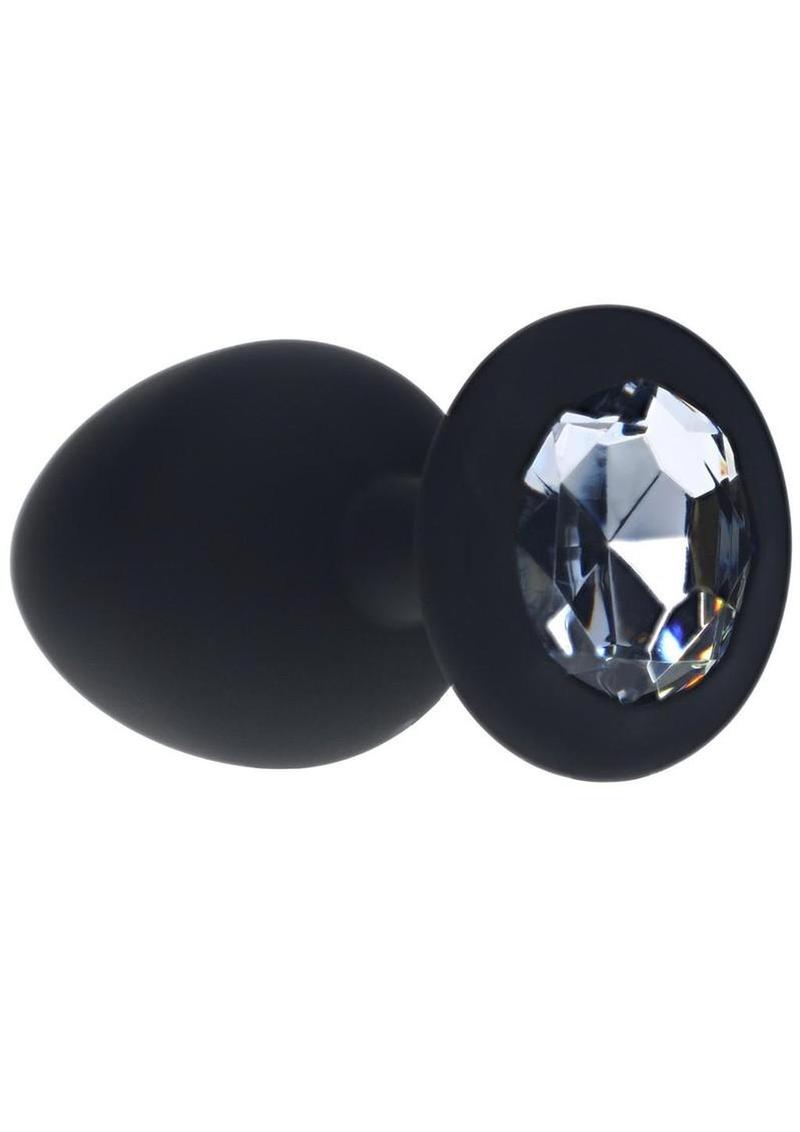 Ouch! Round Diamond Silicone Butt Plug - Black - Large
