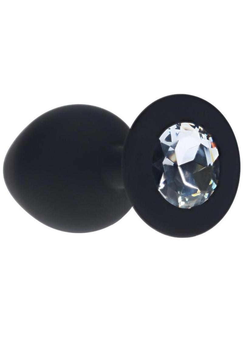 Ouch! Round Diamond Silicone Butt Plug - Black - Medium