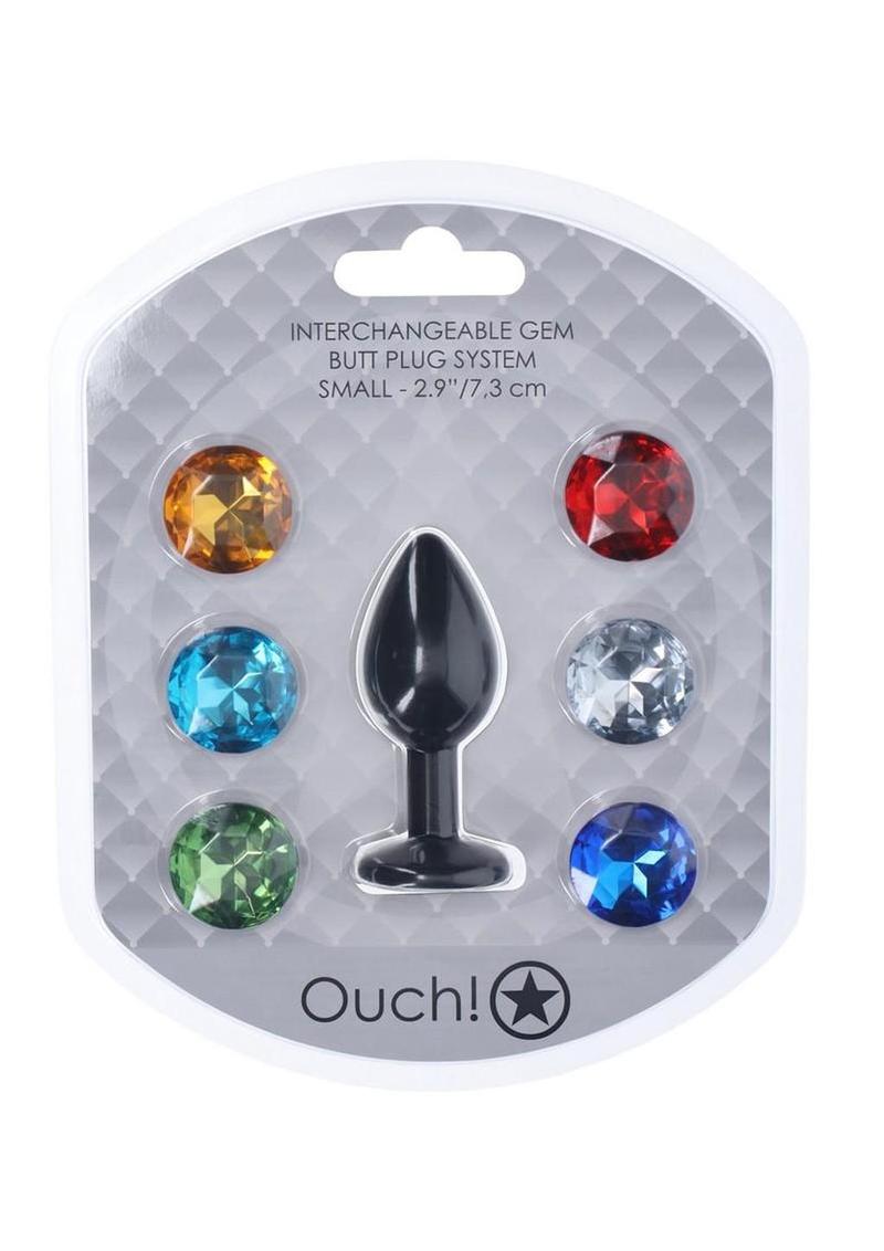 Ouch! Round Diamond Silicone Butt Plug - Black - Small