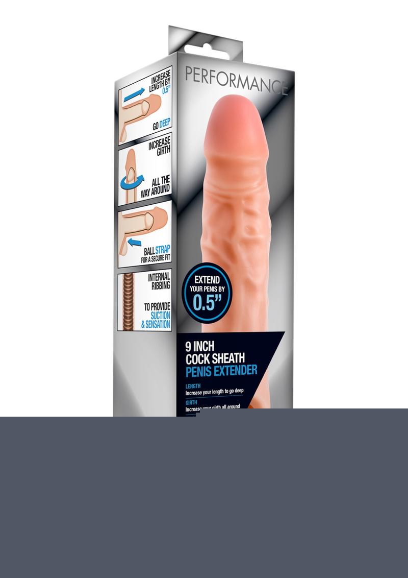 Performance Cock Sheath Penis Extender - Flesh/Vanilla - 9in