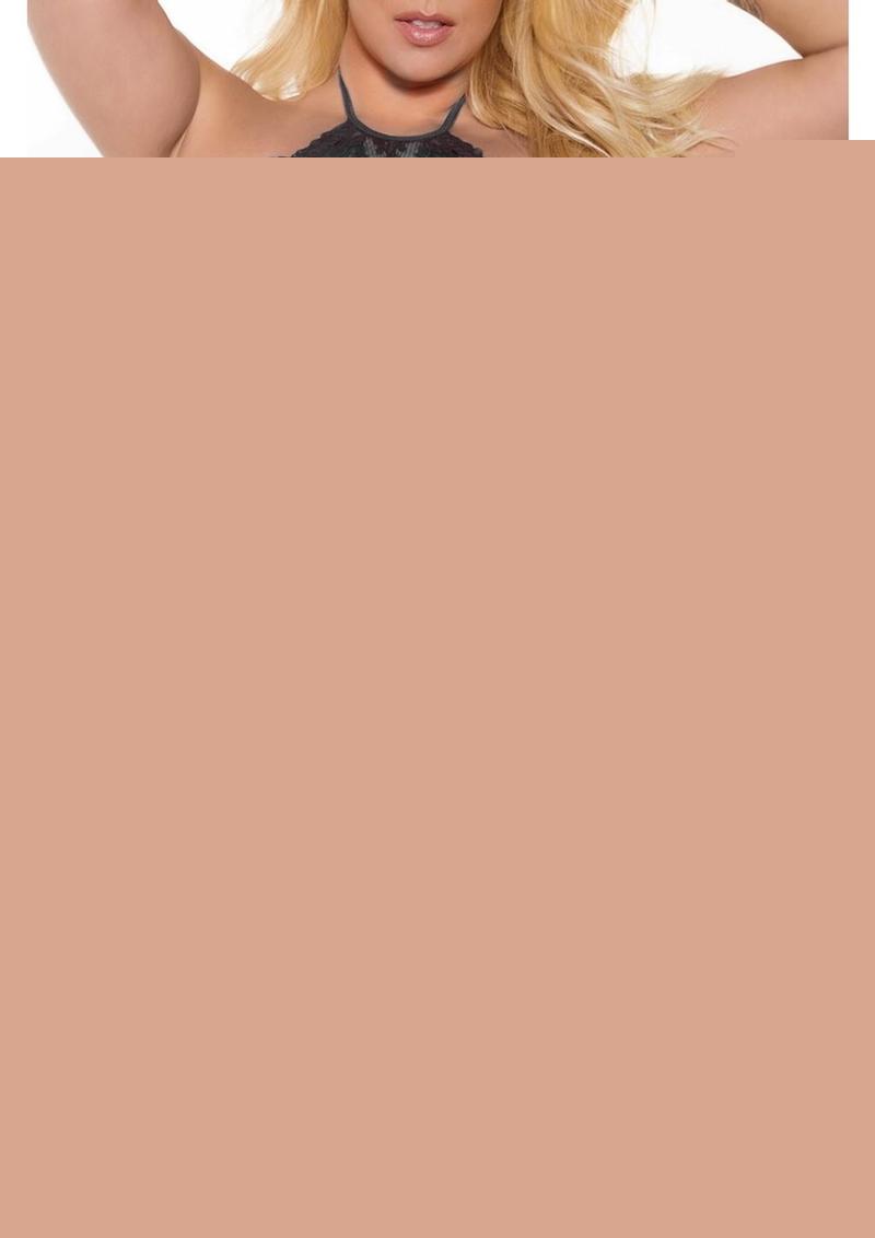 Pink Pussycat Babydoll and G-String - Black - XLarge