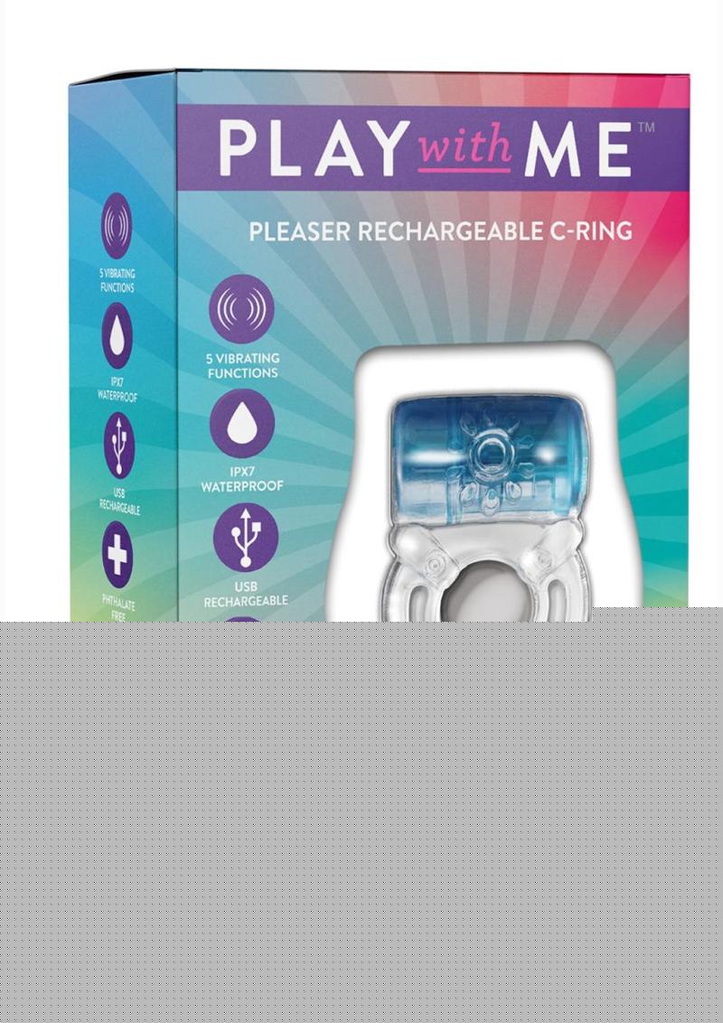 Play with Me Pleaser Rechargeable Cock Ring - Blue