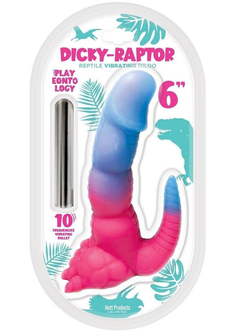 Playeontology Series Dicky Raptor Rechargeable Silicone Vibrating Dildo - Multicolor - 6in