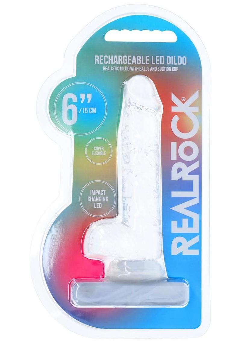 Realrock Crystal Clear Led Touch Rechargeable Dong - Clear - 6in
