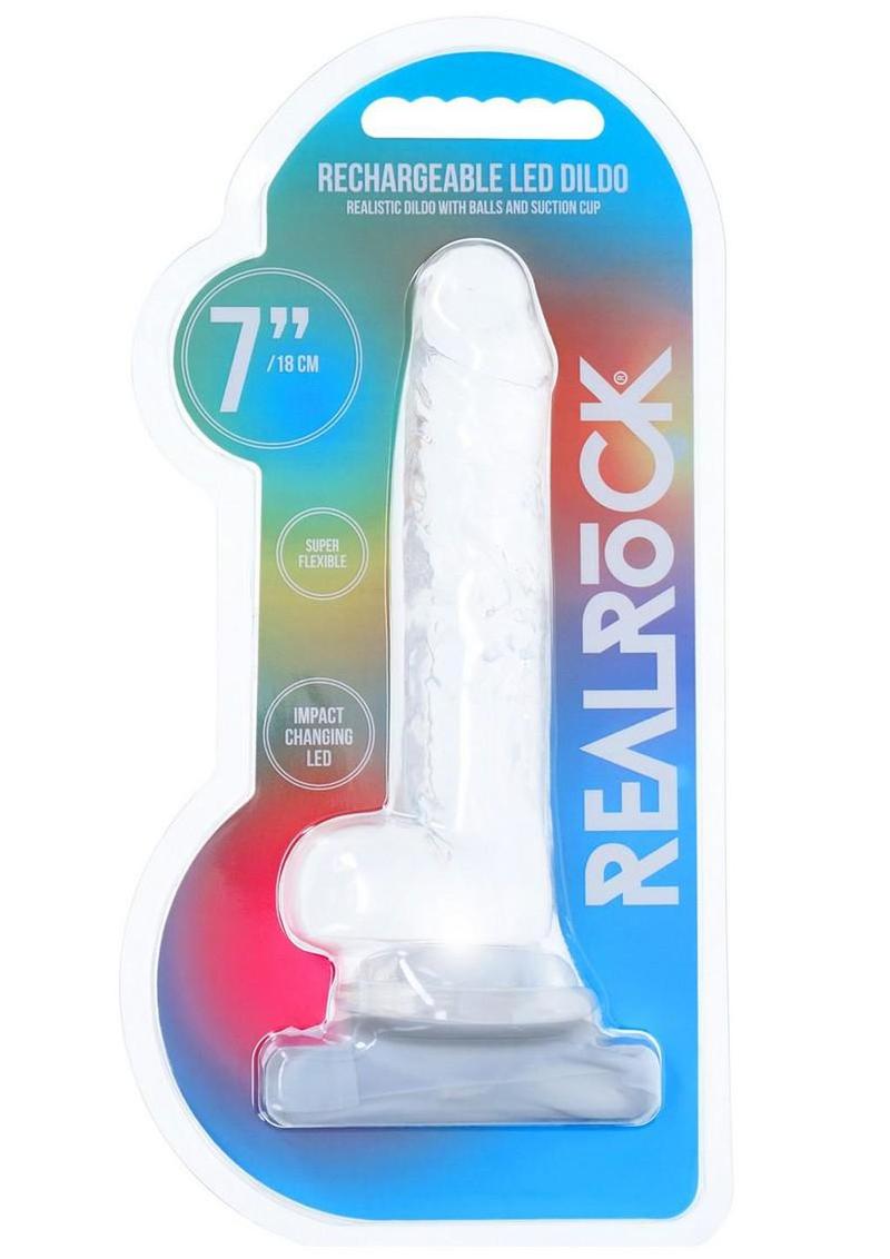 Realrock Crystal Clear Led Touch Rechargeable Dong - Clear - 7in