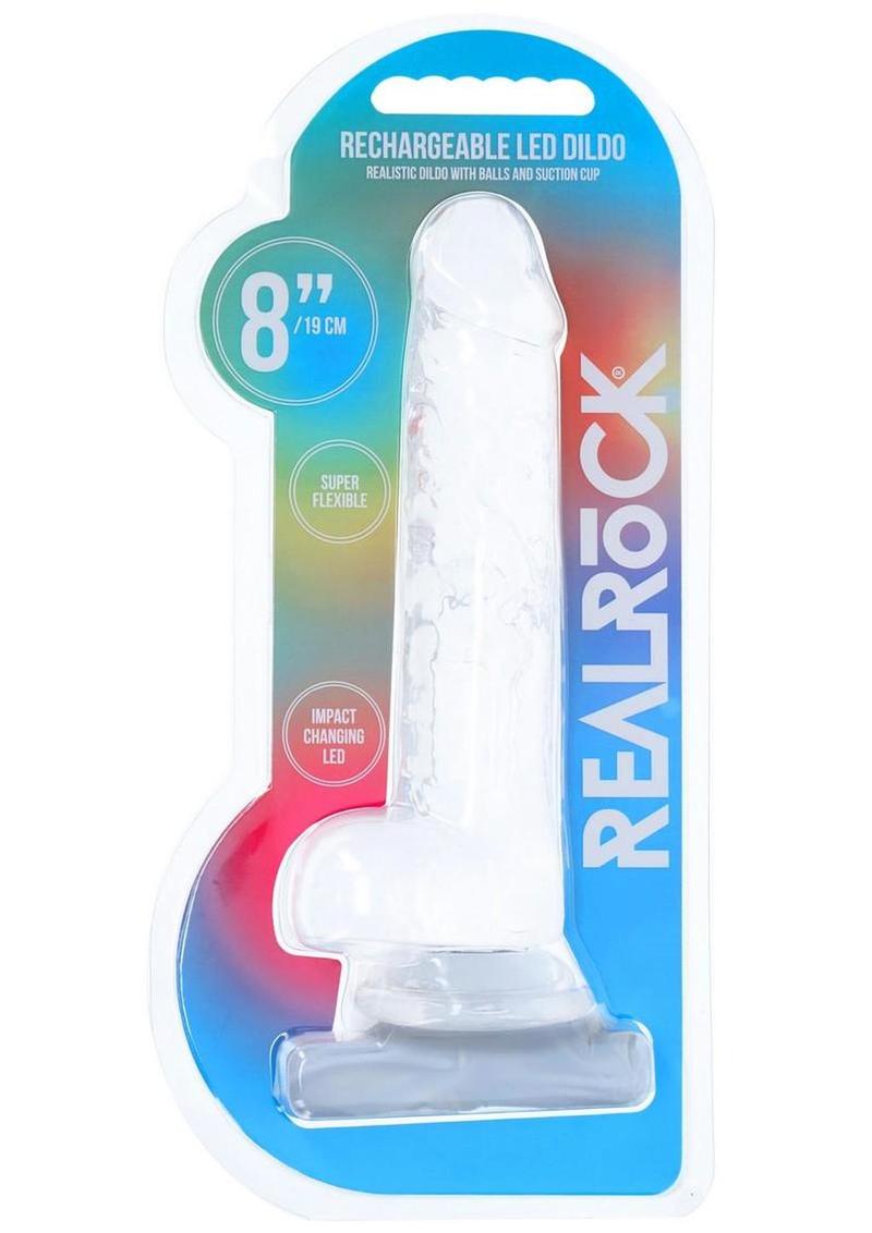 Realrock Crystal Clear Led Touch Rechargeable Dong - Clear - 8in