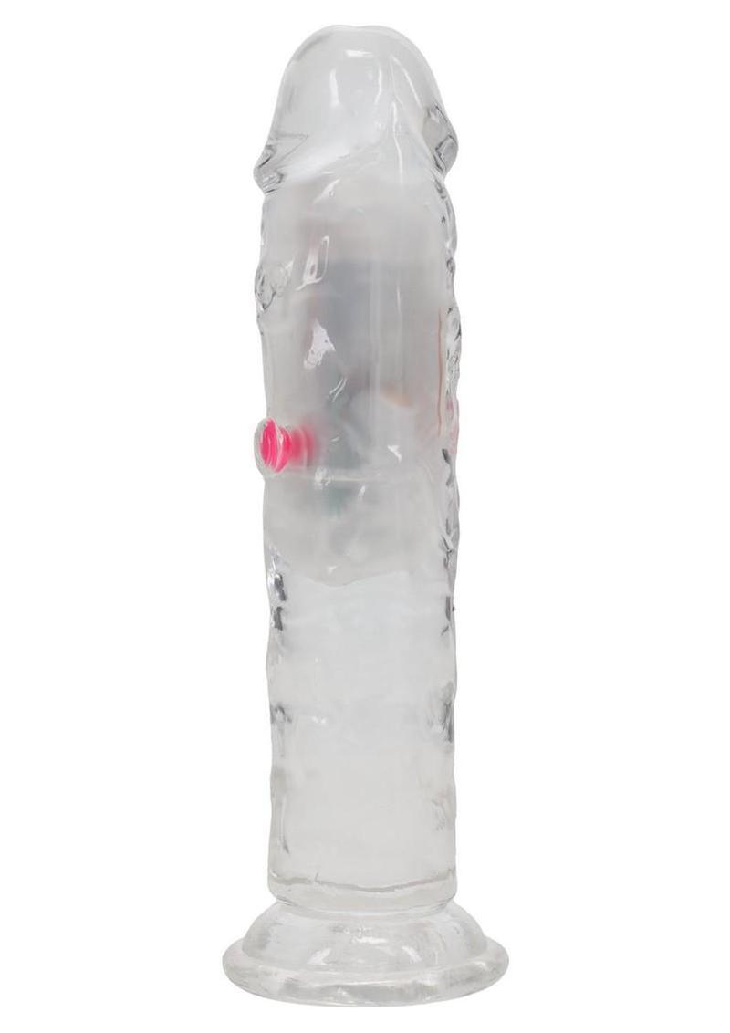 Realrock Vibrating Led Wireless Rechargeable Remote Control Straight Cock - Clear - 6in