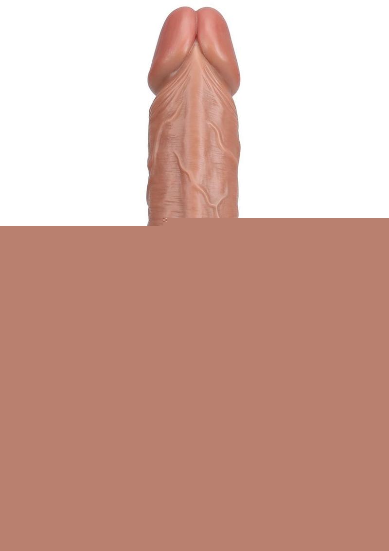 Realrock Ultra Realistic Skin Extra Large Straight Dildo with Suction Cup - Caramel - 15in