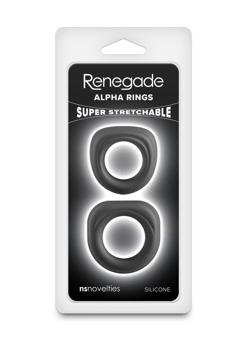 Renegade Alpha Rings Silicone Cockring - Black - 2 Piece/Set