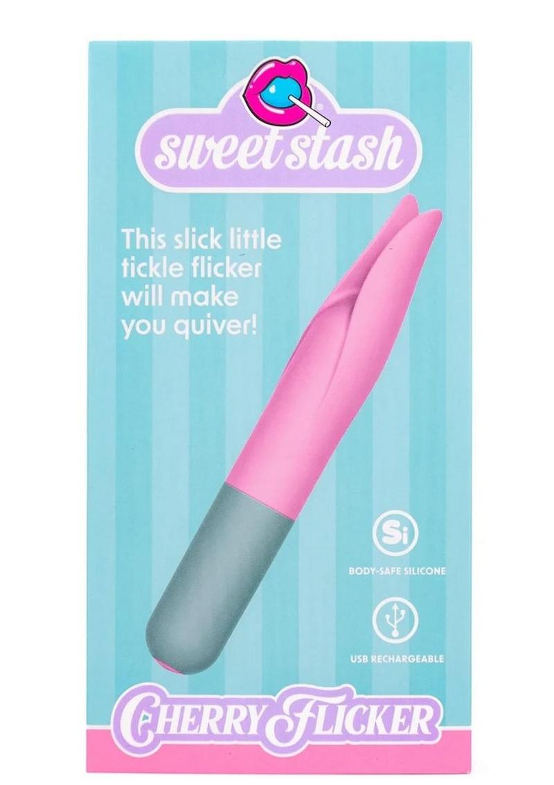 Rock Candy Cherry Flicker Rechargeable Silicone Tickler - Gray/Pink