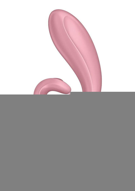 Satisfyer Hug Me Rechargeable Silicone Vibrator with Clitoral Stimulation - Pink