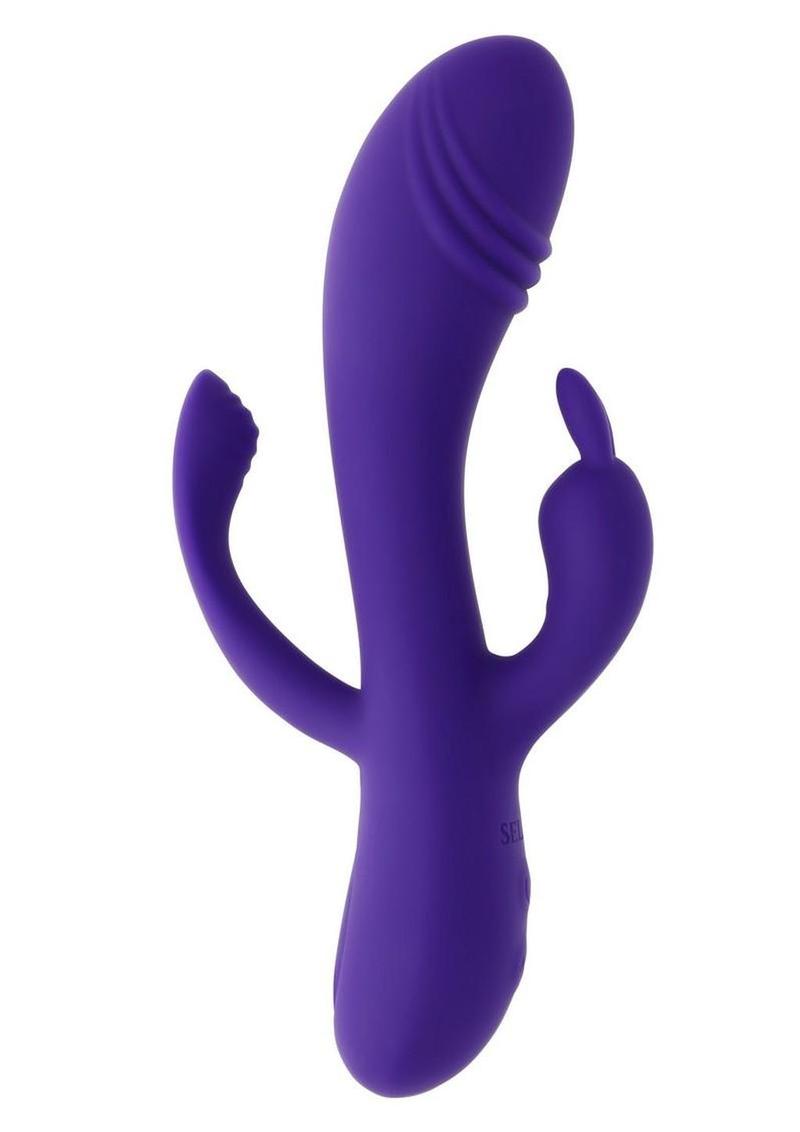 Selopa Triple Tickle Rechargeable Silicone Triple Stimulating Vibrator - Purple