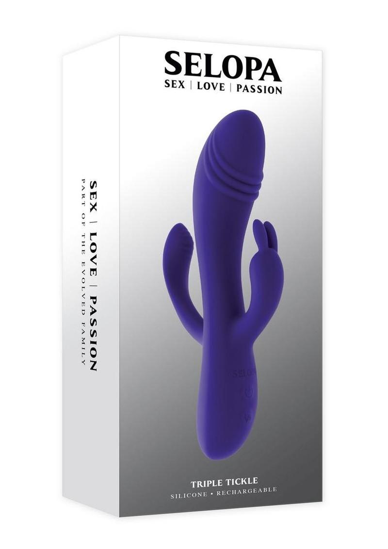 Selopa Triple Tickle Rechargeable Silicone Triple Stimulating Vibrator - Purple