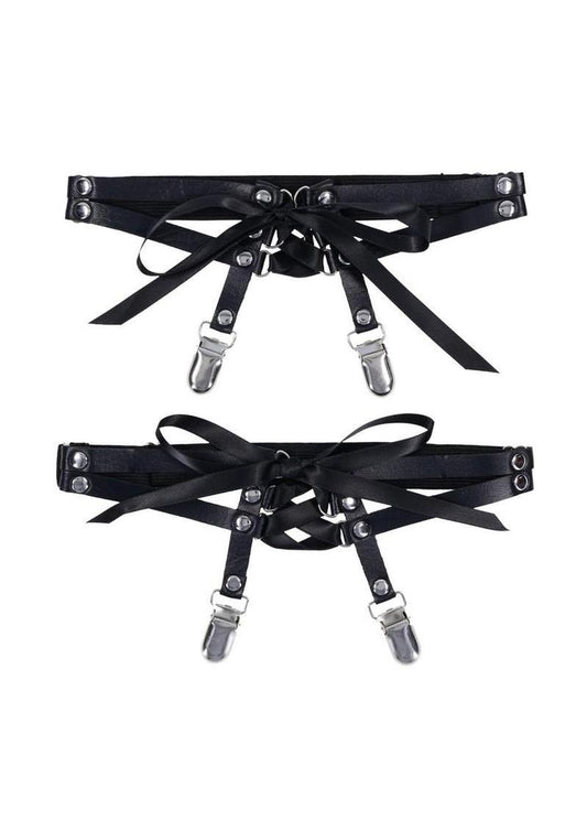 Sex and Mischief Laced Up Garters - Black
