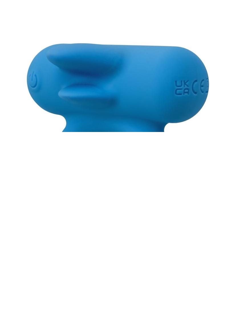 Silicone Rechargeable Double Trouble Cock Ring - Blue
