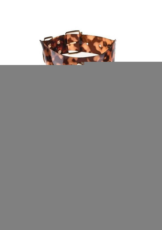 Sincerely Amber Neck and Wrist Restraint - Animal Print/Gold
