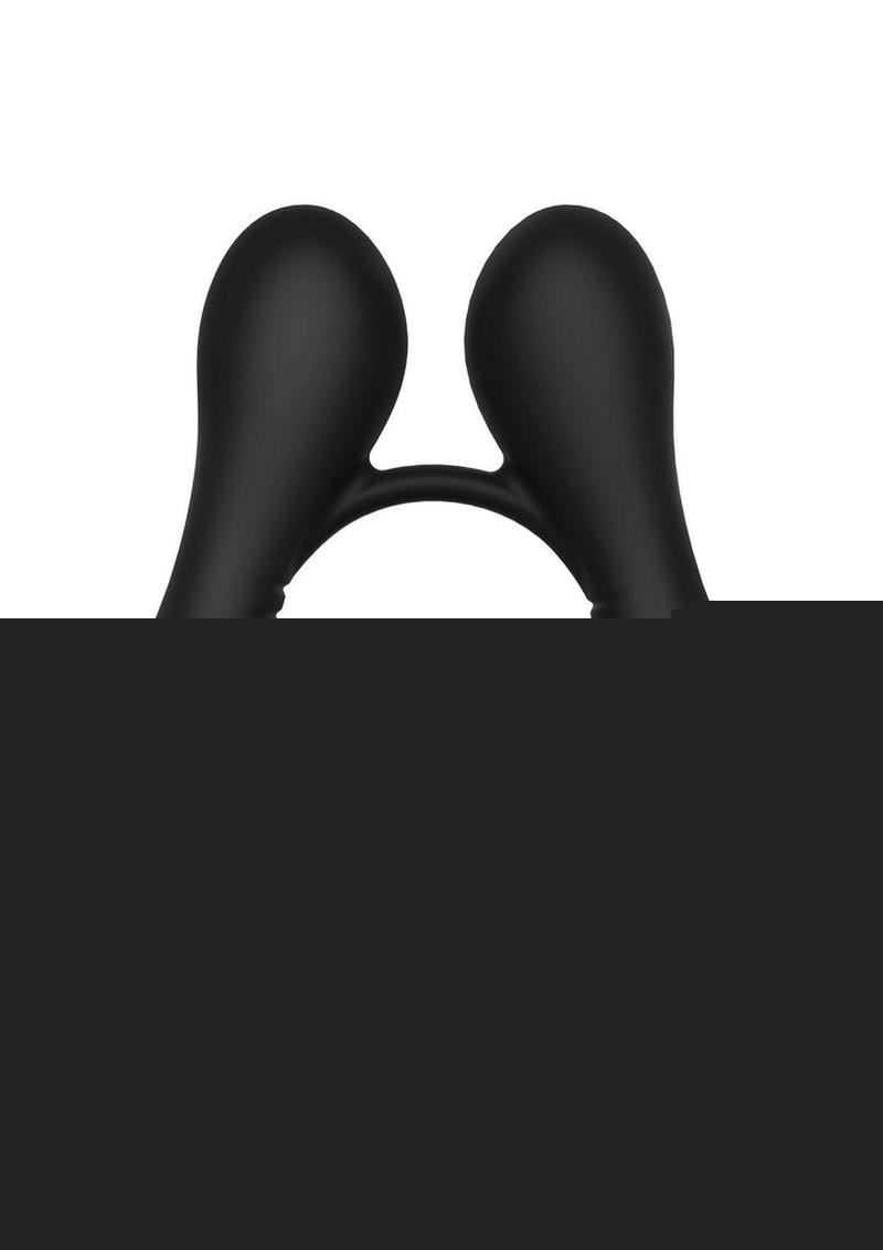 The Deluxe Rabbit Ring Rechargeable Silicone Couples Ring - Black