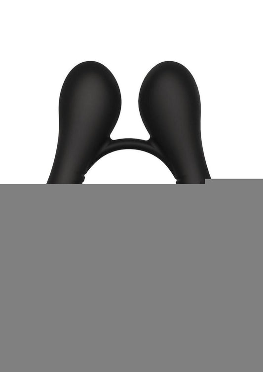 The Deluxe Rabbit Ring Rechargeable Silicone Couples Ring - Black