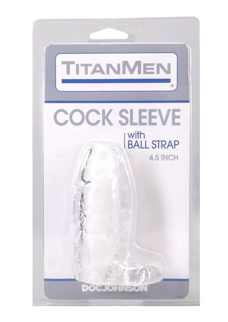Titanmen Cock Sleeve with Ball Strap - Clear - 4.5in