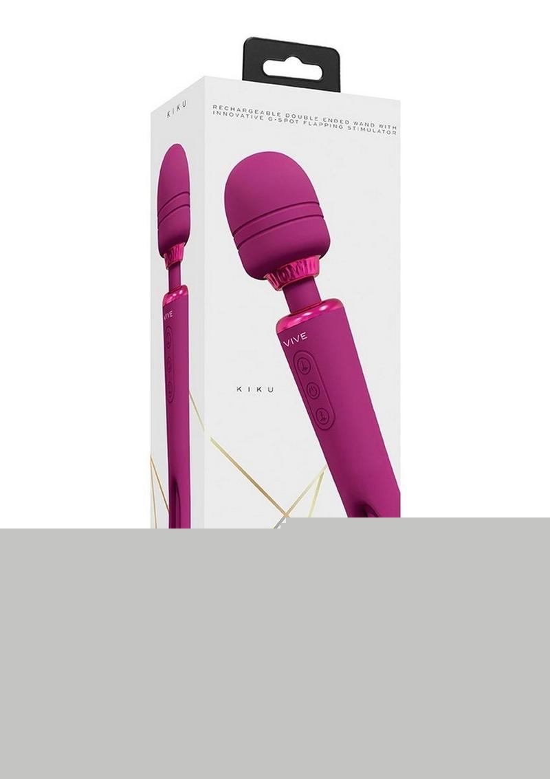 Vive Kiku Rechargeable Double Ended Wand with G-Spot Stimulator - Pink