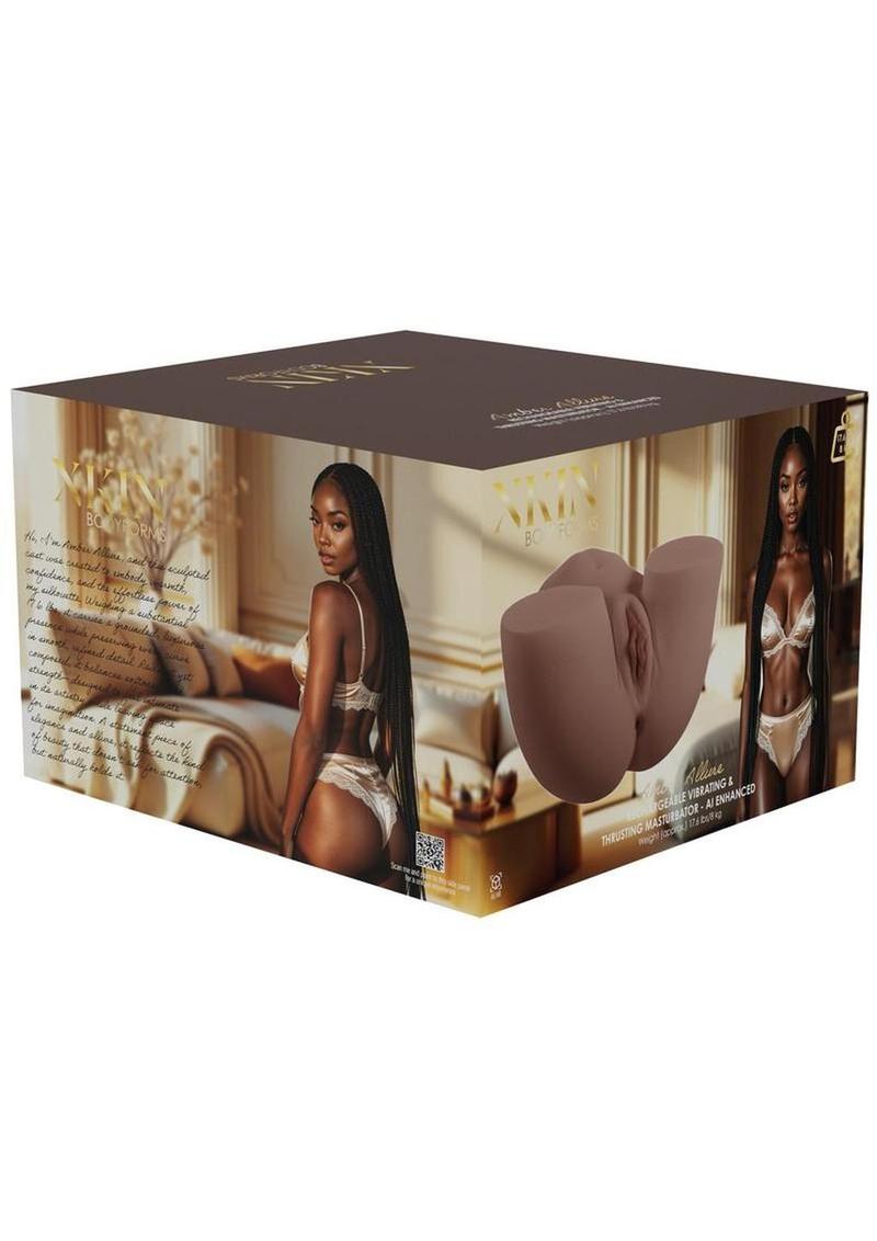 Xkin Amber Allure Bodyforms Rechargeable Thrusting Vibrating Masturbator - Pussy/Ass - Chocolate