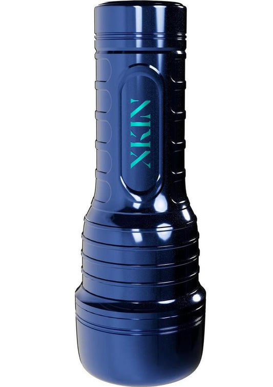 Xkin Dante Knox Rechargeable Vibrating Torch Masturbator - Male Mouth - Metallic - Blue/Caramel