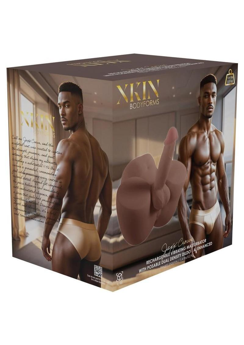Xkin Jaxx Crowe Bodyforms Duel Density and Rechargeable Masturbator - Dildo/Anal - Chocolate