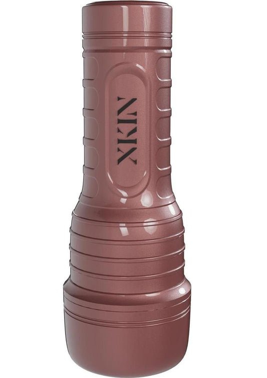 Xkin Lyra Jade Rose Rechargeable Vibrating Torch Masturbator - Female Ass - Chocolate/Rose Gold