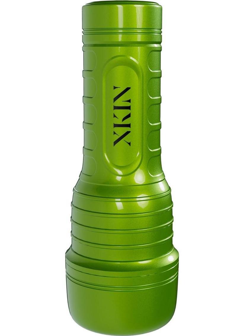 Xkin Lyv Royal Rechargeable Vibrating Torch Masturbator - Female Mouth - Metallic - Caramel/Green