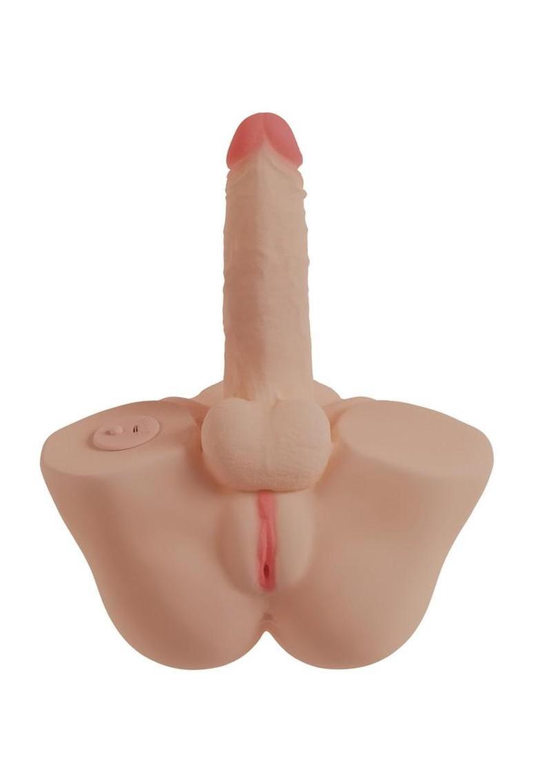 Xkin Renee Lovegood Bodyforms Trans Posable Rechargeable Vibrating Masturbator - Pussy/Penis - Caramel
